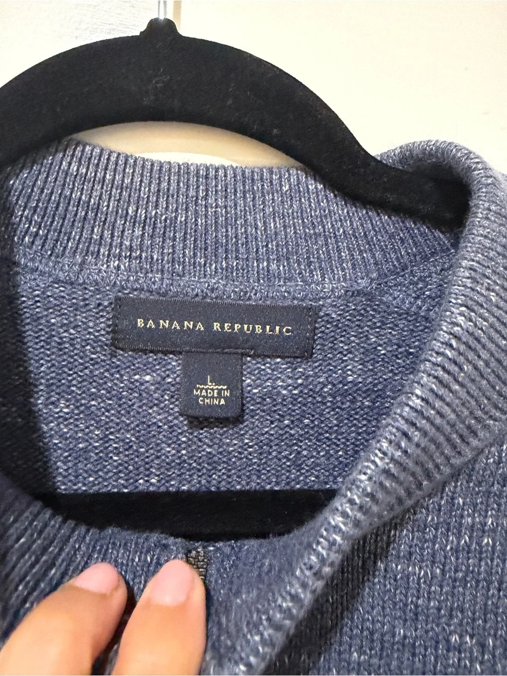 Banana Republic Men’s Heathered Blue Full-Zip Sweater Jacket